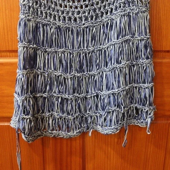 Marilena Chicago Vintage Blue Loose Knit Tank Top Medium Romania - Picture 7 of 10